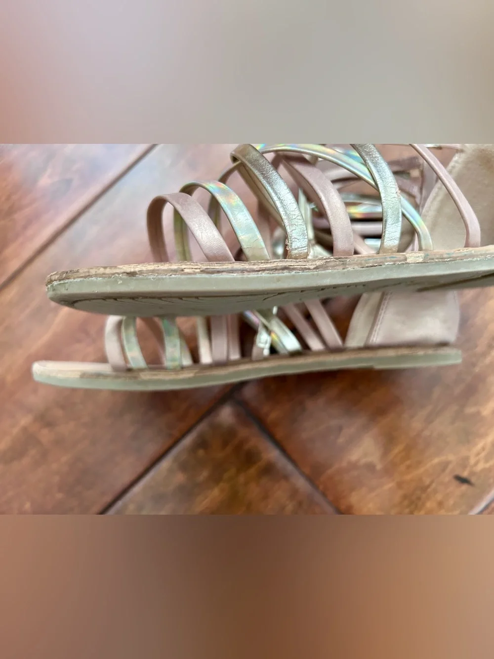 Cat & Jack gold and rose gold/neutral gladiator sandals - Size 2